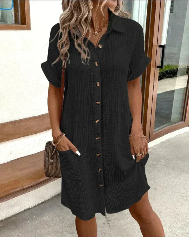 Hailey - Women’s Retro Cotton Shirt Dress