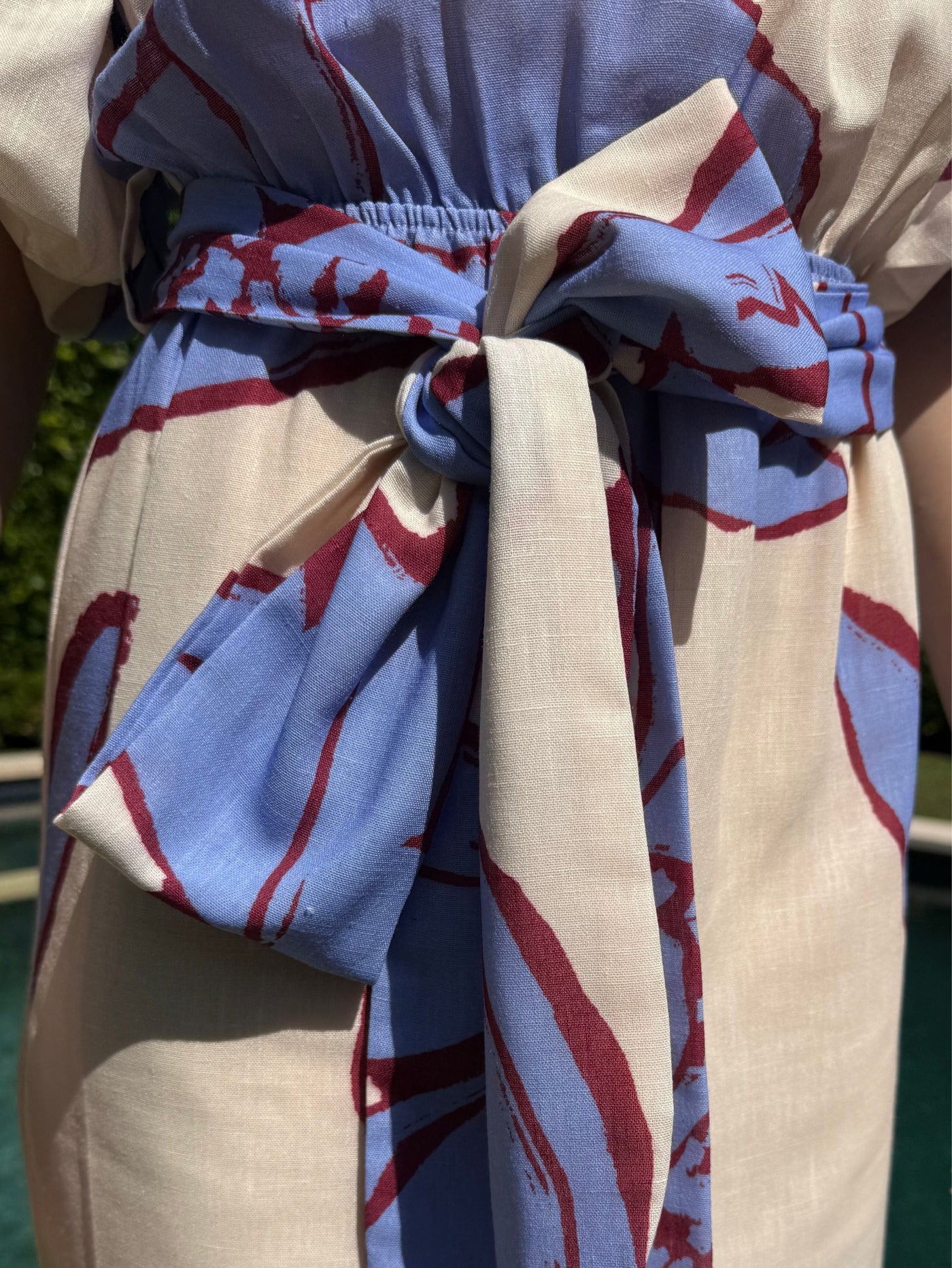 Botanical Print Off-The-Shoulder Tie-Waist Maxi Dress
