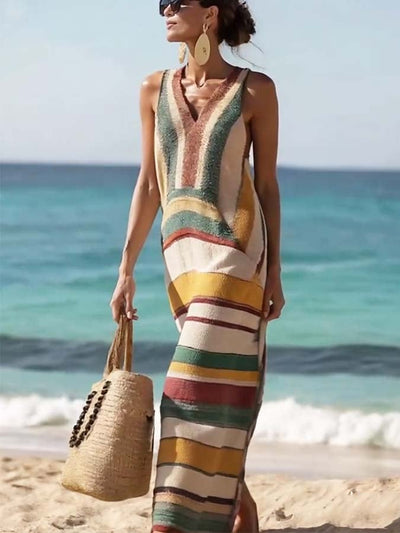 Women'S Casual Striped Print Dress