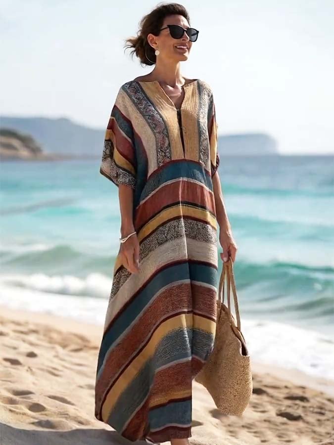 Women'S Casual Striped Print Dress