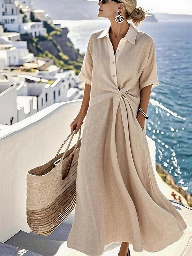 Women'S Loose Solid Color Dress