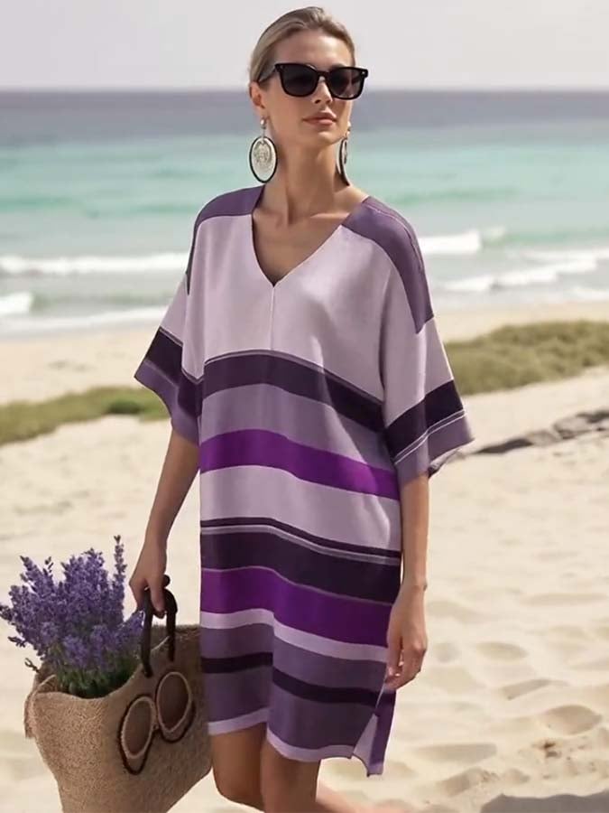 Women'S Loose Striped Print Dress