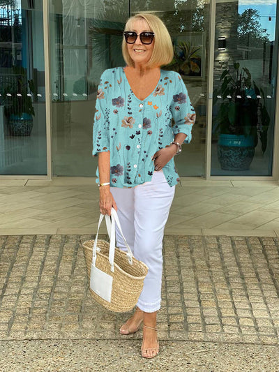 Elodie™ – Floral Blouse With Soft Drape