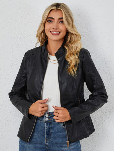 Harper™ – Plus-Size PU Moto Jacket