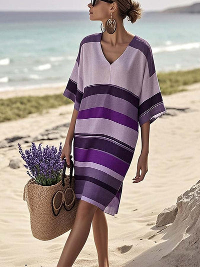 Women'S Loose Striped Print Dress