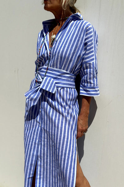 Camila | Stylish Striped Slit Shirt Dress