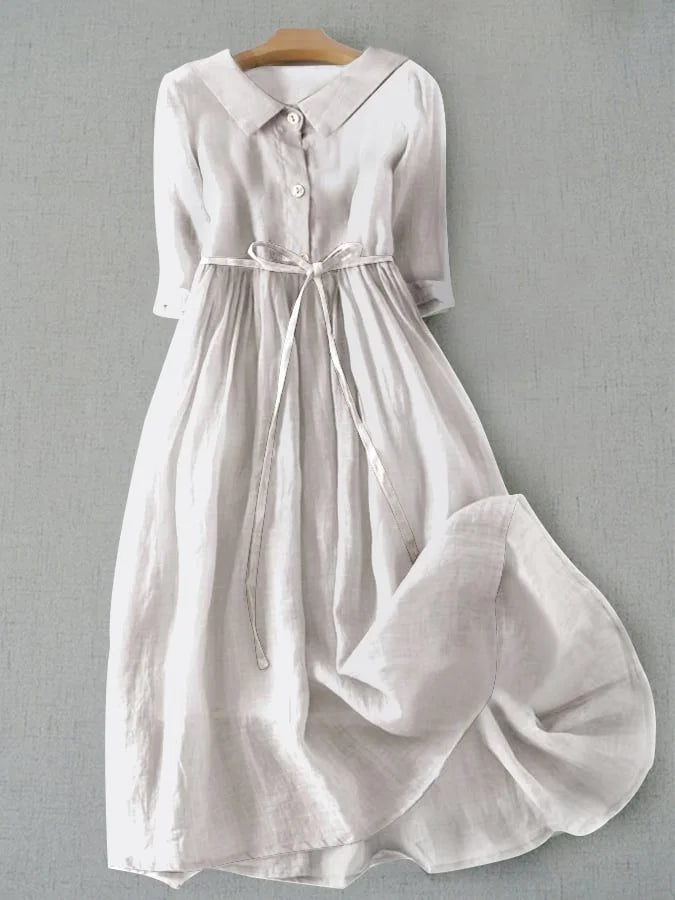 Lux - Elegant Short Sleeve Dress with Waist Ties