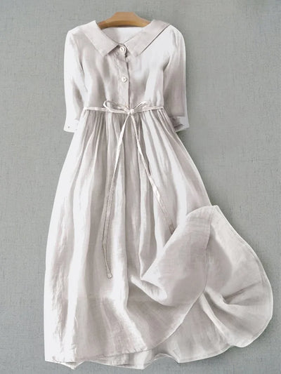 Lux - Elegant Short Sleeve Dress with Waist Ties