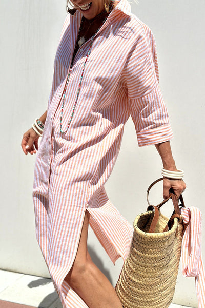 Camila | Stylish Striped Slit Shirt Dress