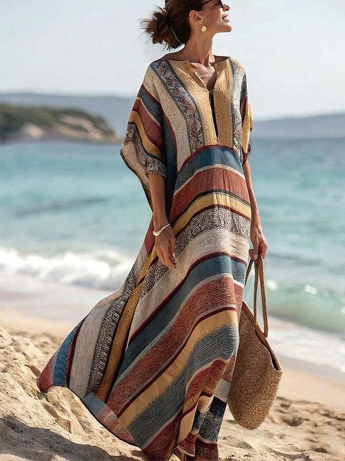 Women'S Casual Striped Print Dress