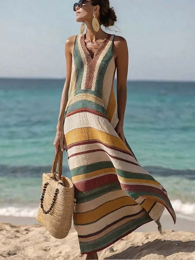 Women'S Casual Striped Print Dress