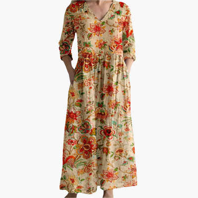 Gilded - Boho Floral Tummy Coverage Dress