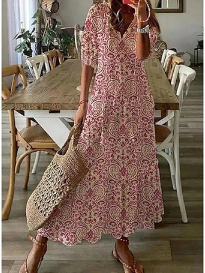 Mia | Boho Vintage V-Neck Summer Dress